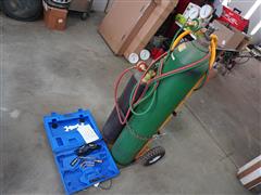 Acetylene Cutting Torch Set W/Tanks & Cart 