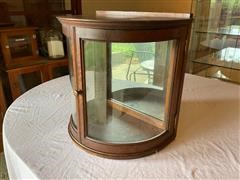 Antique Curved Glass Countertop Display Case 