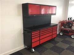 2021 Siebel 72” 15 Drawer Red Work Bench W/Upper Cabinets 