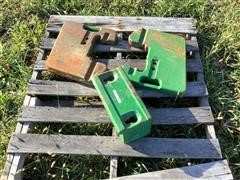 John Deere Starter Weight Rack & 2 Suitcase Weights 