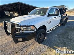 2018 RAM 3500 HD 4x4 Crew Cab Flatbed Pickup W/DewEze Bale Bed & Cake Feeder 