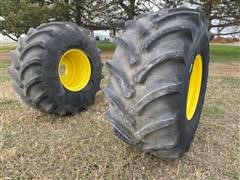 Firestone Radial DT All Traction 750/65R26 Rear Combine Tires & Rims 