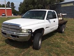 2002 Dodge RAM 2500 4x4 Extended Cab Flatbed Pickup W/Bale Bed 