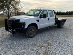 2008 Ford F350 Super Duty 4x4 Crew Cab Dually Flatbed Pickup 