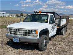 1991 Chevrolet 3500 4x4 Flatbed Dually Truck 