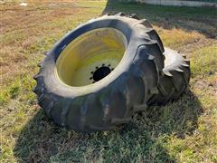 Farmland 20.8-38 Tractor Tires On JD Rims 