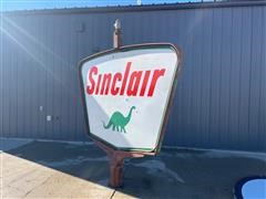 Double Sided Vintage Porcelain Sinclair Sign W/Stand 