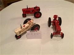 Farmall MTA White Demonstrator, MTA Narrow Front, & MTA Wide Front 1/16th Scale Toy Tractors 