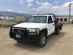 2003 GMC Sierra 2500 HD 4x4 Flatbed Pickup W/Bale Bed 