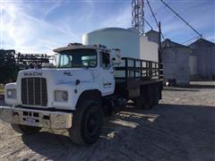 1987 Mack RD686S 18' Flatbed Stake Truck With Tanks 