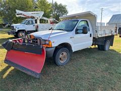 2000 Ford F350 Super Duty 4x4 Dump Truck W/Boss Plow 