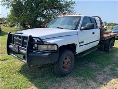 2000 Dodge RAM 3500 4x4 Flatbed Pickup W/DewEze Bale Bed 