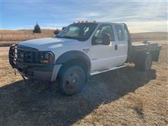 2007 Ford F550 4x4 Extended Cab Flatbed Pickup W/10’ Cannonball Bale Bed 
