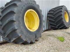 Firestone All Traction 23 1250/45-32 Floater Tires On John Deere Rims 