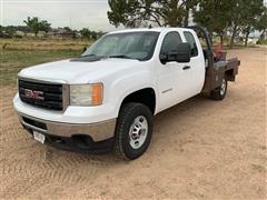 2011 GMC Sierra 2500 HD 4x4 Extended Cab Flatbed Pickup W/DewEze 475 Bale Bed 