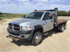 2008 Dodge RAM 4500 HD 4x4 Crew Cab Flatbed Pickup 