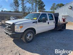 2011 Ford F350 2WD Crew Cab Flatbed Pickup W/Air Compressor 