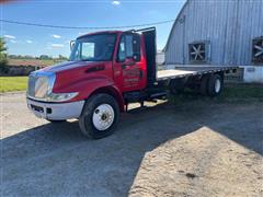 2002 International 4300 Flatbed Truck W/Hoist 