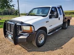 2001 Ford F250 Super Duty 4x4 Extended Cab Flatbed Pickup 