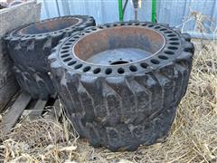 SolidFlex Solid Rubber 12-16.5 Tires W/ Rims 