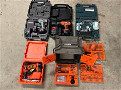 Cordless Drills & Bits W/Cases 