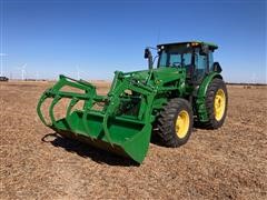 2013 John Deere 6105D MFWD Tractor W/Grapple Loader 