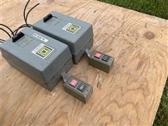Square D Electrical Boxes W/breakers & Start/stop Switches 