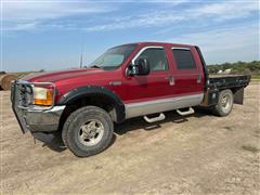 2001 Ford F250 XLT Super Duty 4x4 Crew Cab Flatbed Pickup 