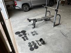 Proform C705 Weight Bench W/ Dumbells & Weights 