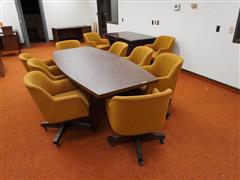 Conference Table, Chairs & 7 Drawer Desk 