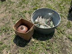 Vintage Bottles & Tub 