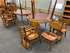 Wooden Round Tables & Chairs 
