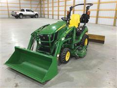 2018 John Deere 1025R MFWD Compact Utility Tractor W/Loader, Belly Mower & Rear Blade 