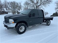 2000 Ford F350 4x4 Extended Cab Flatbed Pickup 