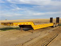 1989 Trail King TK80RG-463 Tri/A Fixed Neck Lowboy w/ Hydraulic Fold Ramps 