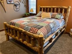 Queen Size Rustic Wood Post Bed 