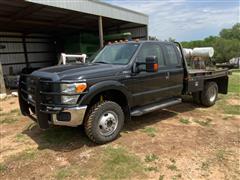 2015 Ford F350 XL Super Duty 4x4 Extended Cab Flatbed Pickup W/Butler Hyd Bale Bed 