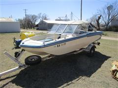 1975 Glastron V156 15' Boat W/Trailer 