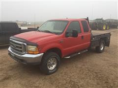 1999 Ford F250 Super Duty 4x4 Extended Cab Flatbed Pickup 