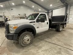 2015 Ford F550 Super Duty 4x4 Flatbed Truck W/Tommy Lift Tailgate 