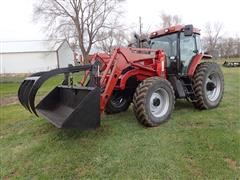 2001 Case IH MX120 MFWD Tractor W/Great Bend 770 Loader, 8' Bucket & 4 Tine Grapple 