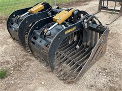 Rock Bucket w/ Hydraulic Grapple Skid Steer Attachment 