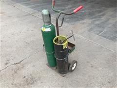 Acetylene & Oxygen Tanks On Cart 