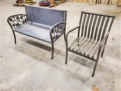 Decorative Steel Bench & Chair 