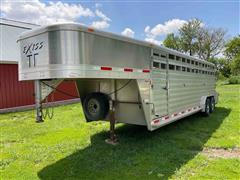 2013 Exiss STK24 T/A Gooseneck Aluminum Livestock Trailer 