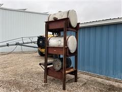 Oil Barrel Rack & Barrels 