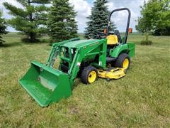 2004 John Deere 2210 MFWD Utility Tractor W/Loader & Mower Deck 