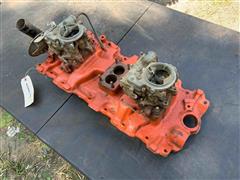 1958-61 Chevrolet Tri Power Intake Manifold & 2 Carbs 