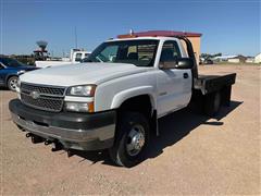 2005 Chevrolet Silverado 3500 4x4 Flatbed Pickup W/8’ Snow Plow 