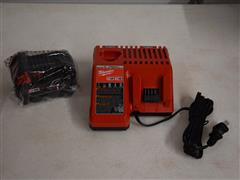 Milwaukee M18 Red Lithium XC 5.0 Battery And Charger 